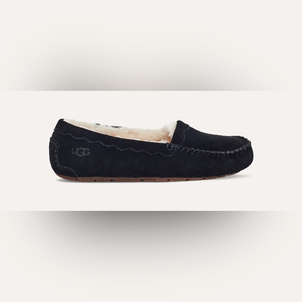 UGG, Scalloped Moc Slippers, Black, US 5, NWOT